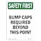 Signmission OSHA Sign, Bump Caps Required Beyond This Point, 10in X 7in Decal, 7" W, 10" H, Portrait OS-SF-D-710-V-11040 - alternate 1